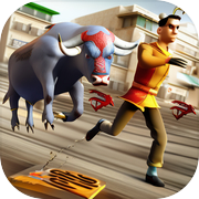 Play Angry bull attack city.