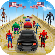 Play Super Hero Mega Ramp Car Stunt