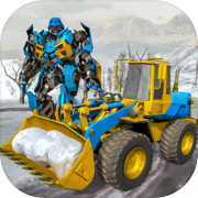 Play Snow Excavator Crane Robot Transformation Game