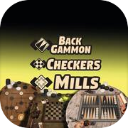 Play 3in1 Game Collection: Backgammon + Checkers + Mills