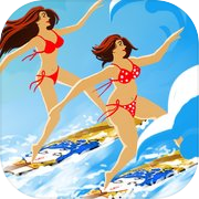 Surfer Girl - Babe Surfing On Big Blue Wave (Free Game)