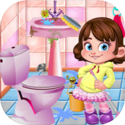 Play Doll House Bathroom Cleaning