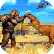 Wild Gorilla vs Dinosaur Fight